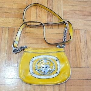 𝅺KATHY VAN ZEELAND Mahogany Vegan Leather Silver Logo Crown Small Crossbody Bag